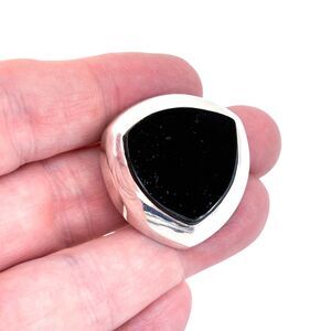 Vintage Mexico Taxco Sterling Silver 925 Black Resin Modernist Pendant